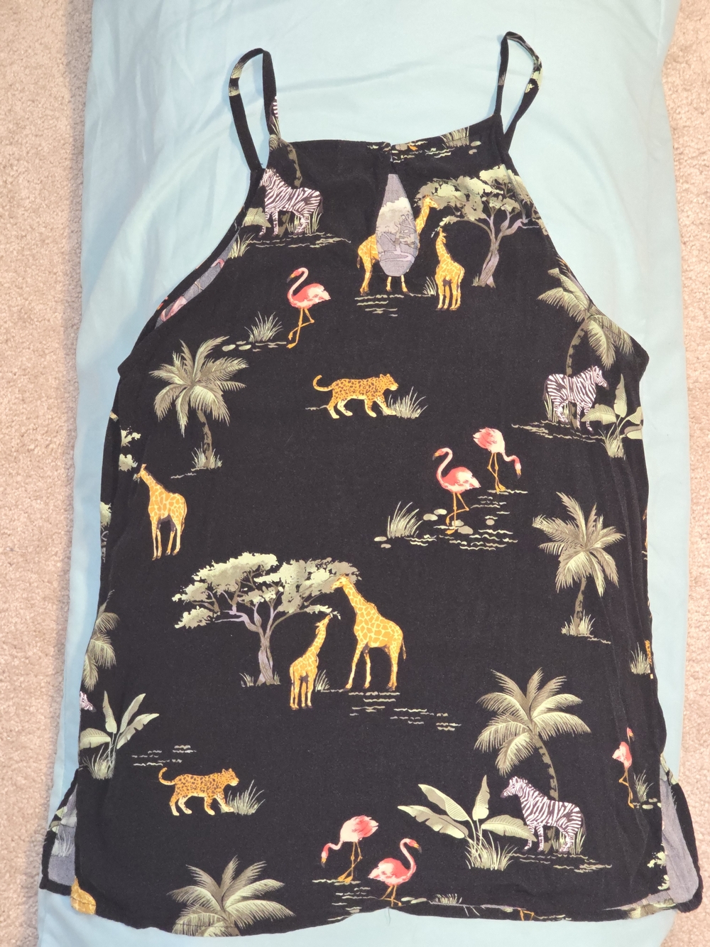 Old Navy Black Tropical Animal Print Cami with Spaghetti Straps - Picture 3 of 4
